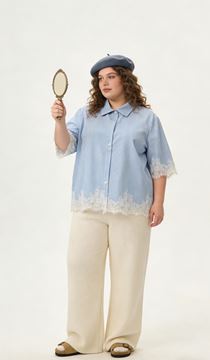 Picture of PLUS SIZE STRIPED BLOUSE WITH LACE DETAIL